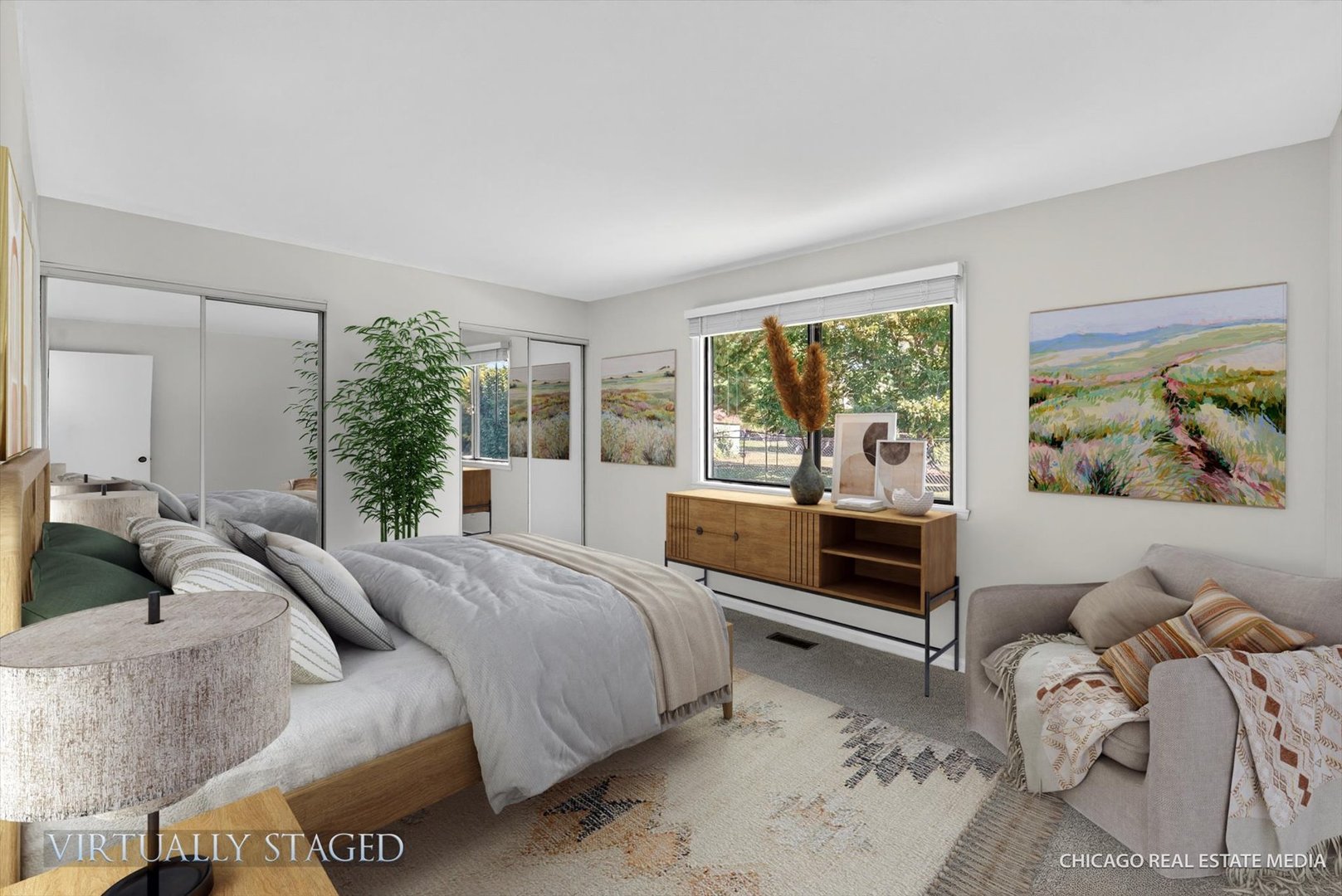 1069 Mohegan Lane Schaumburg, IL 60193 - Photo 17 of 31 a bedroom with a bed and large windows