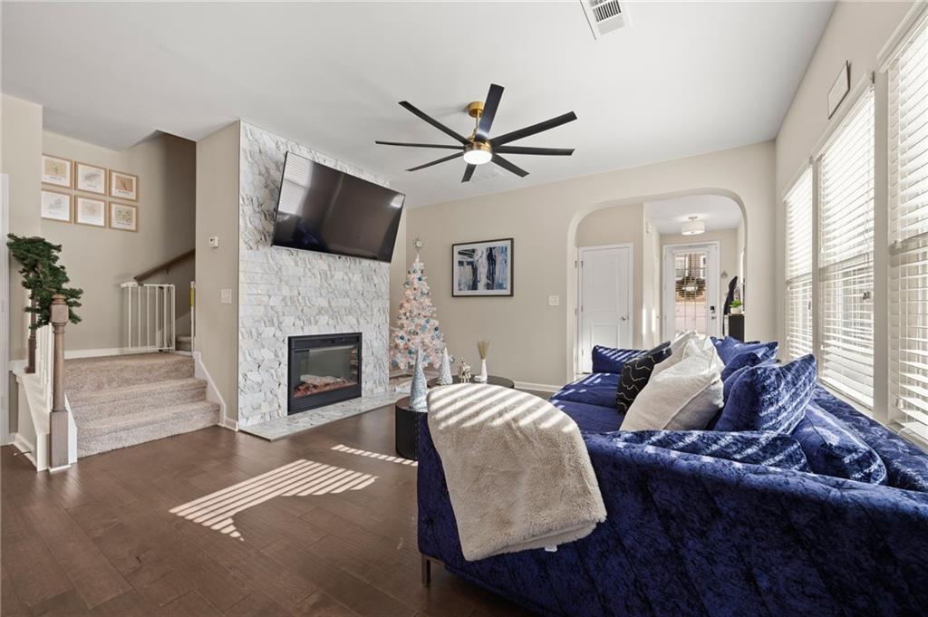 5011 Longview Walk Decatur, GA 30035 - Photo 8 of 26 a living room with furniture and a fireplace