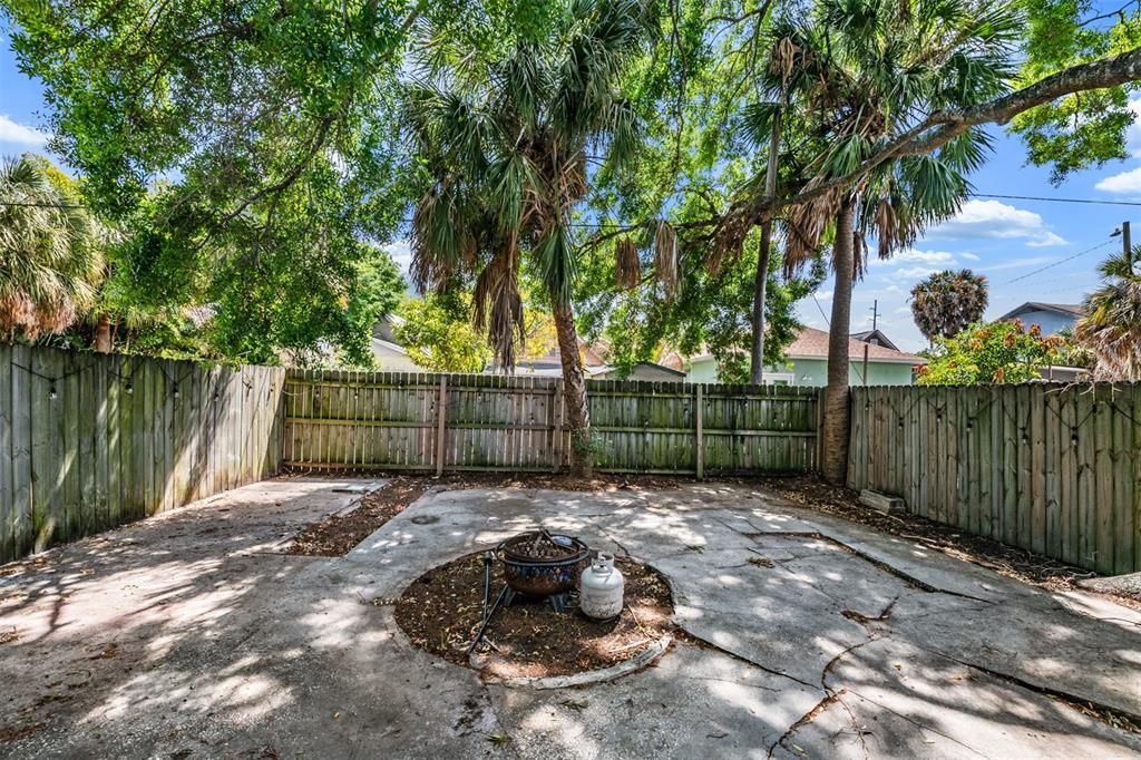 2334 West Spruce Street Tampa, FL 33607 - Photo 21 of 24 a view of a backyard with wooden fence and a large tree