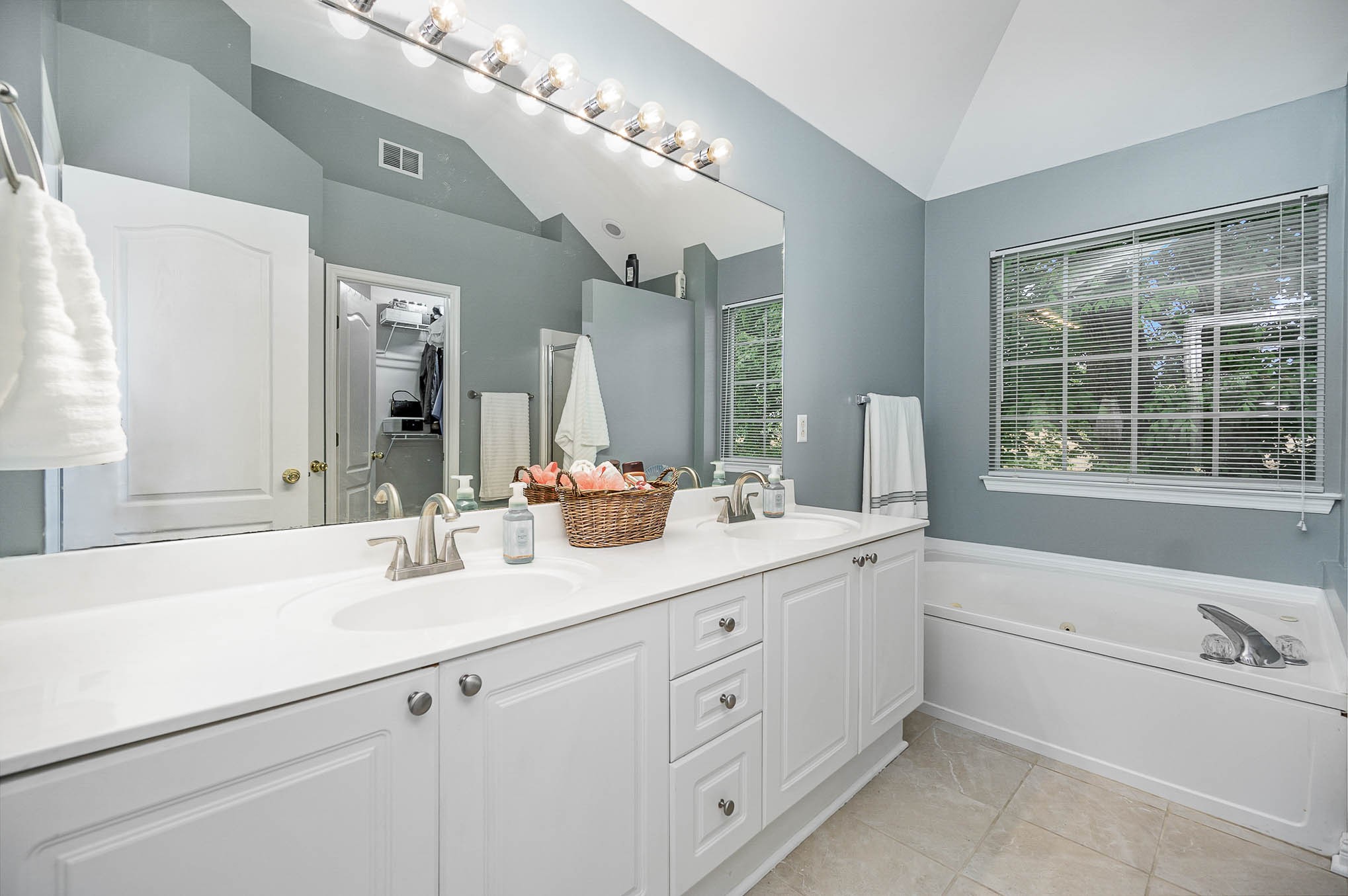 1990 Portway Road Spring Hill, TN 37174 - Photo 12 of 19 a bathroom with a sink mirror and a bathtub next to a window