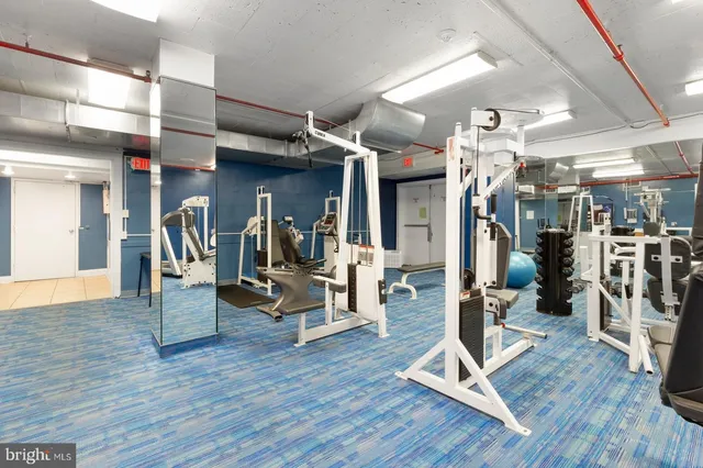 a view of a room with gym equipment