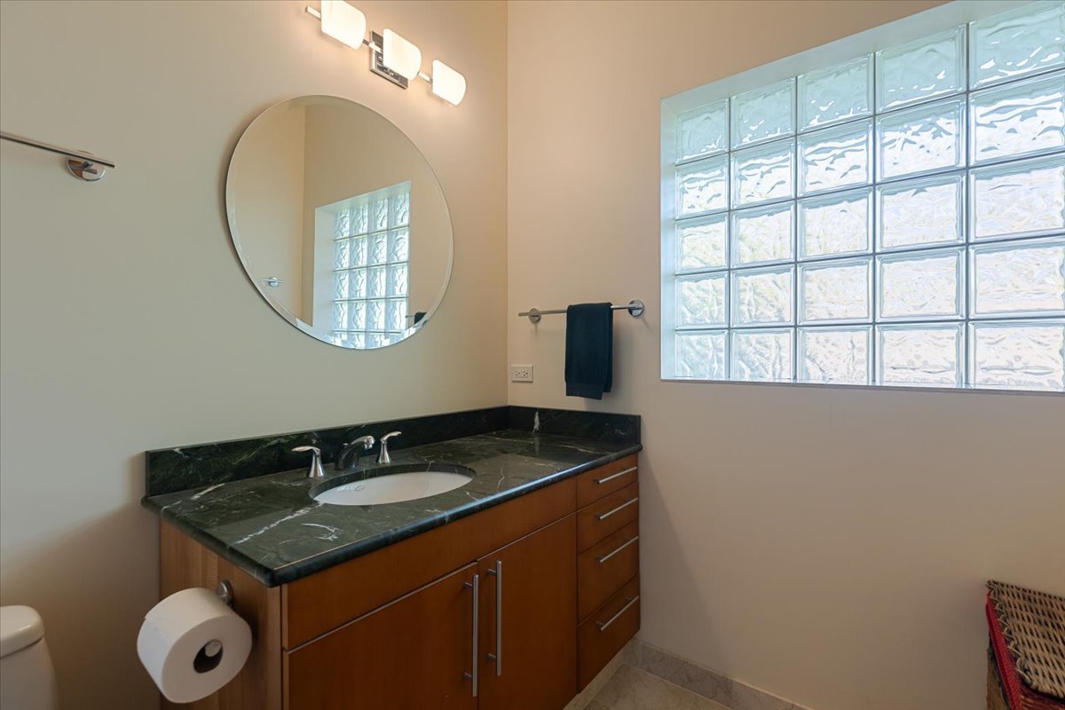 3464 Old Mill Road North Highland Park, IL 60035 - Photo 31 of 64 a bathroom with a granite countertop sink and a mirror