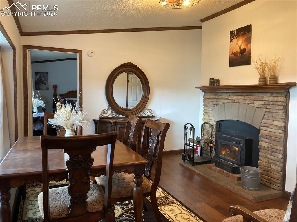 136 Black Knat Road Fairplay, CO 80440 - Photo 8 of 38 a living room with furniture a flat screen tv and a fireplace