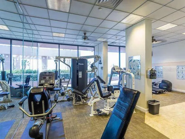 a view of a room with gym equipment