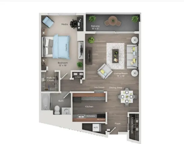 $1,850 | 555 Brush Street, Unit 3007, Detroit, MI 48226