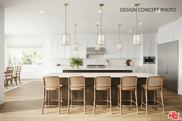 a dining table with chairs