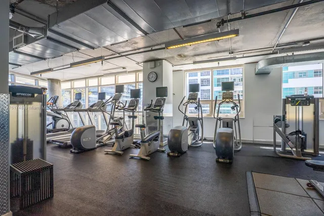 a view of a room with gym equipment