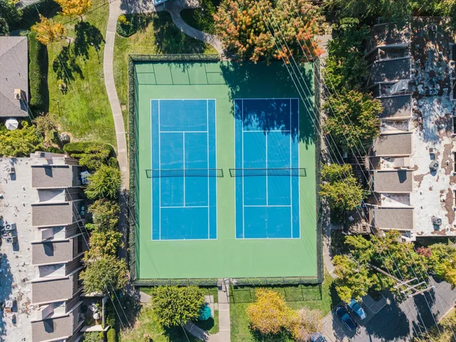 an aerial view of a house