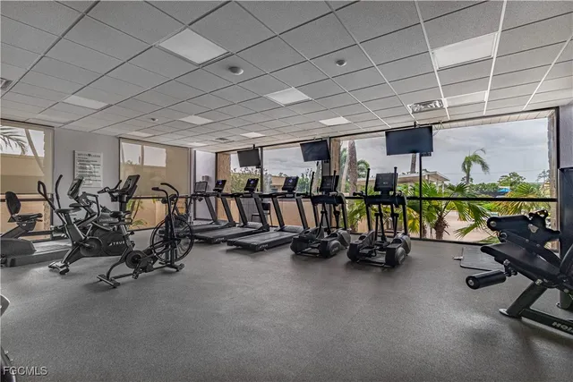 a view of a room with gym equipment