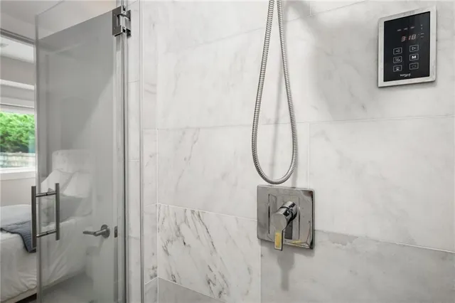 a bathroom with a shower