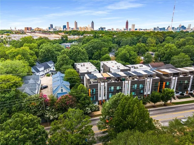 a view of a city & building