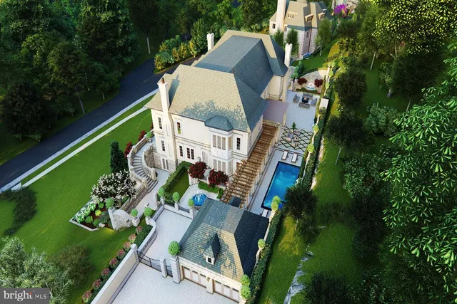 an aerial view of a house with outdoor space sitting space