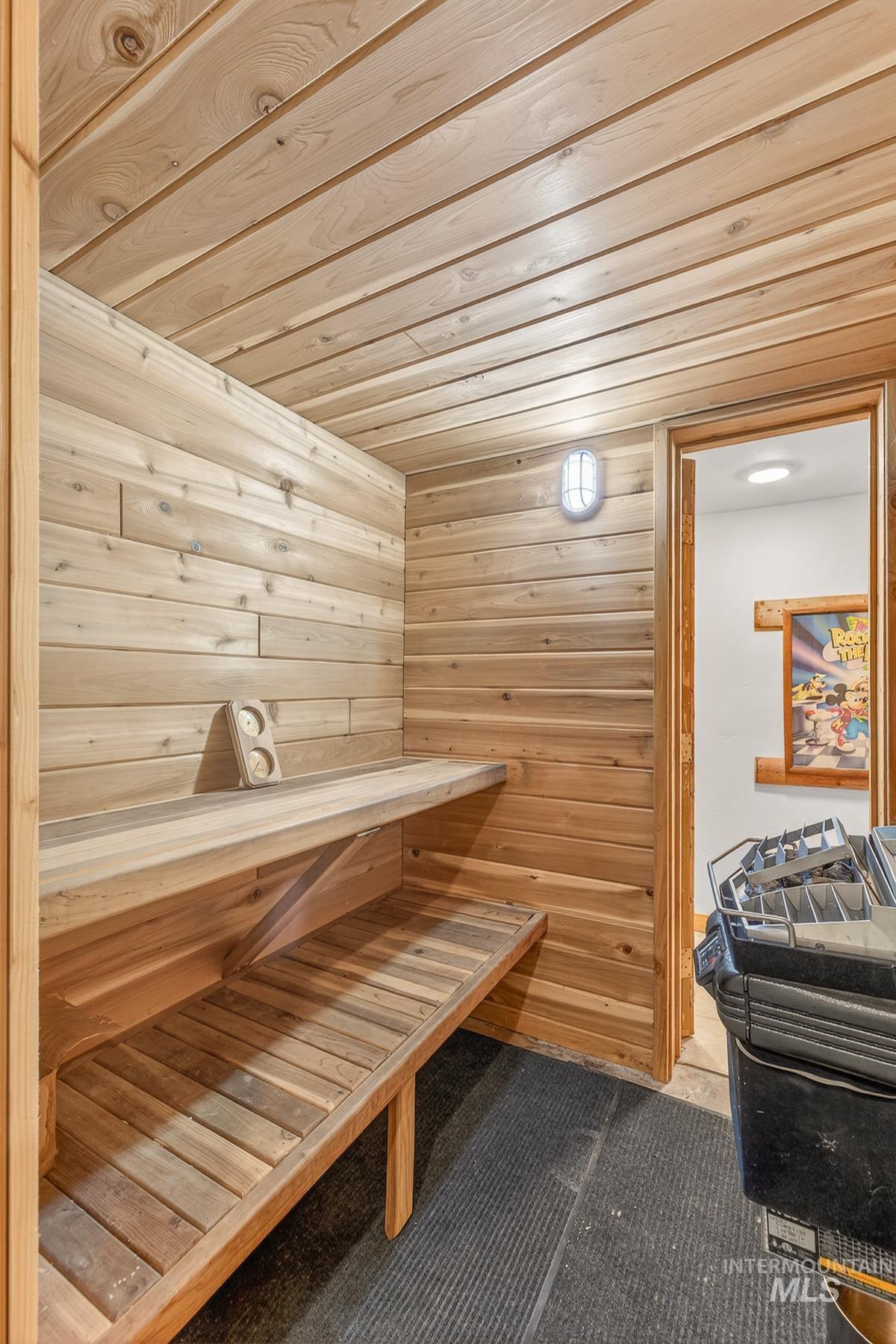 1352 South Main Street Riggins, ID 83549 - Photo 32 of 50 Sauna / steam room with wooden ceiling and wooden walls