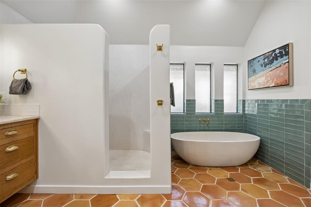 1620 Timber Ridge Lane Keller, TX 76262 - Photo 17 of 40 Custom tadelakt shower and separate soaking tub