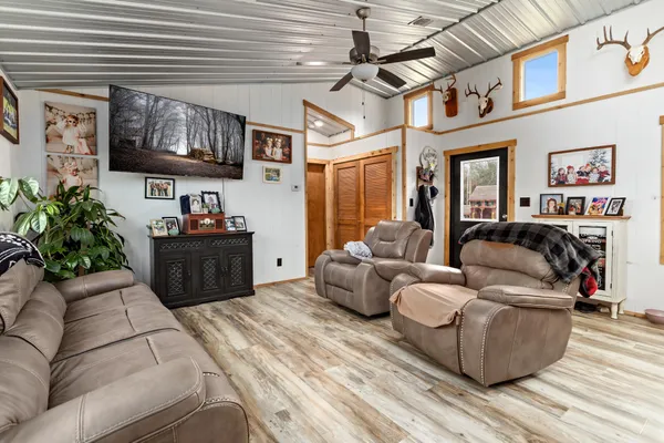 a living room with furniture