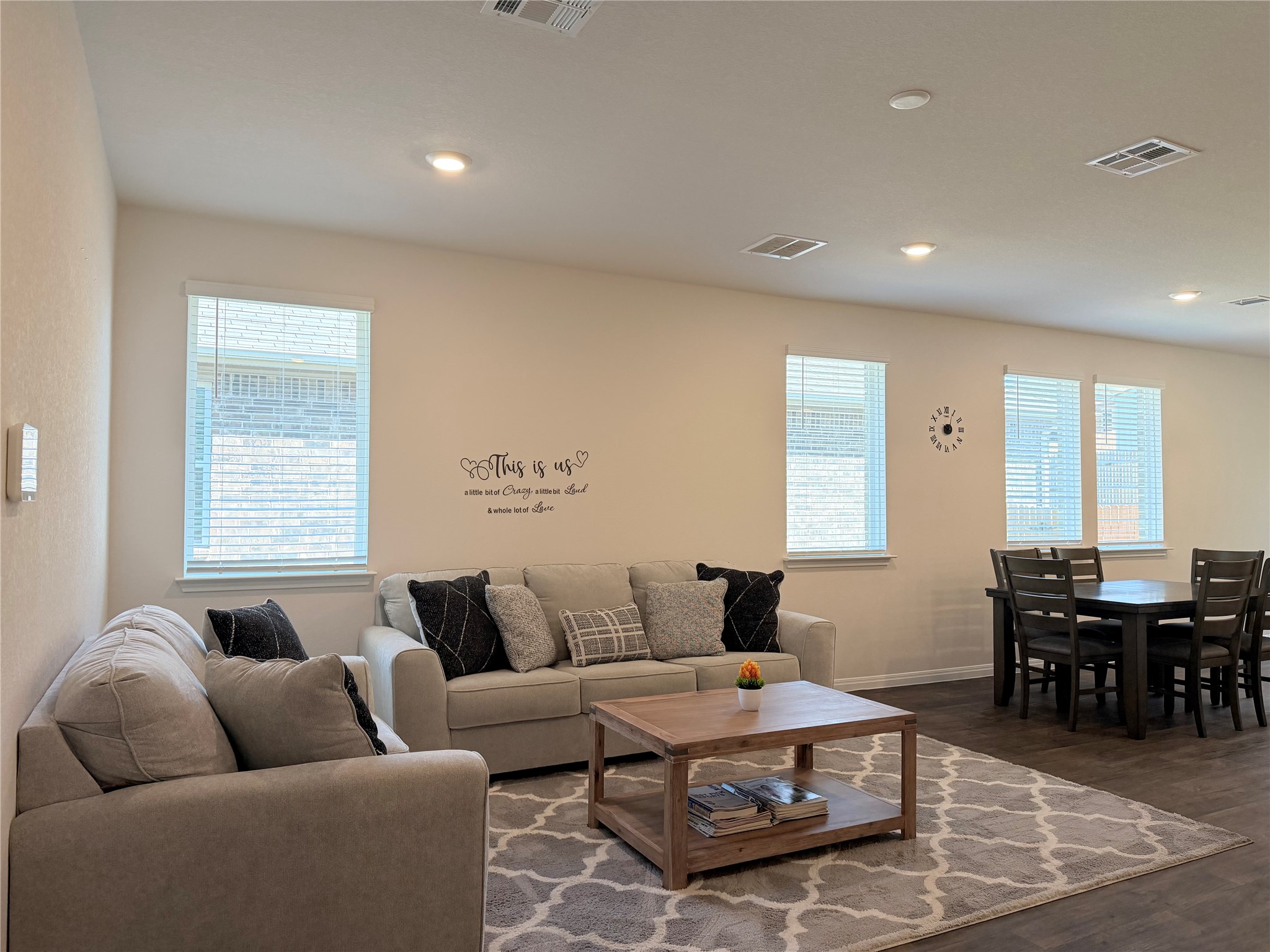 129 Saide Street Georgetown, TX 78626 - Photo 35 of 36 Recessed lighting illuminates the open floorplan seamlessly connecting the living and dining areas.