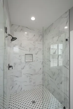 a bathroom with a shower