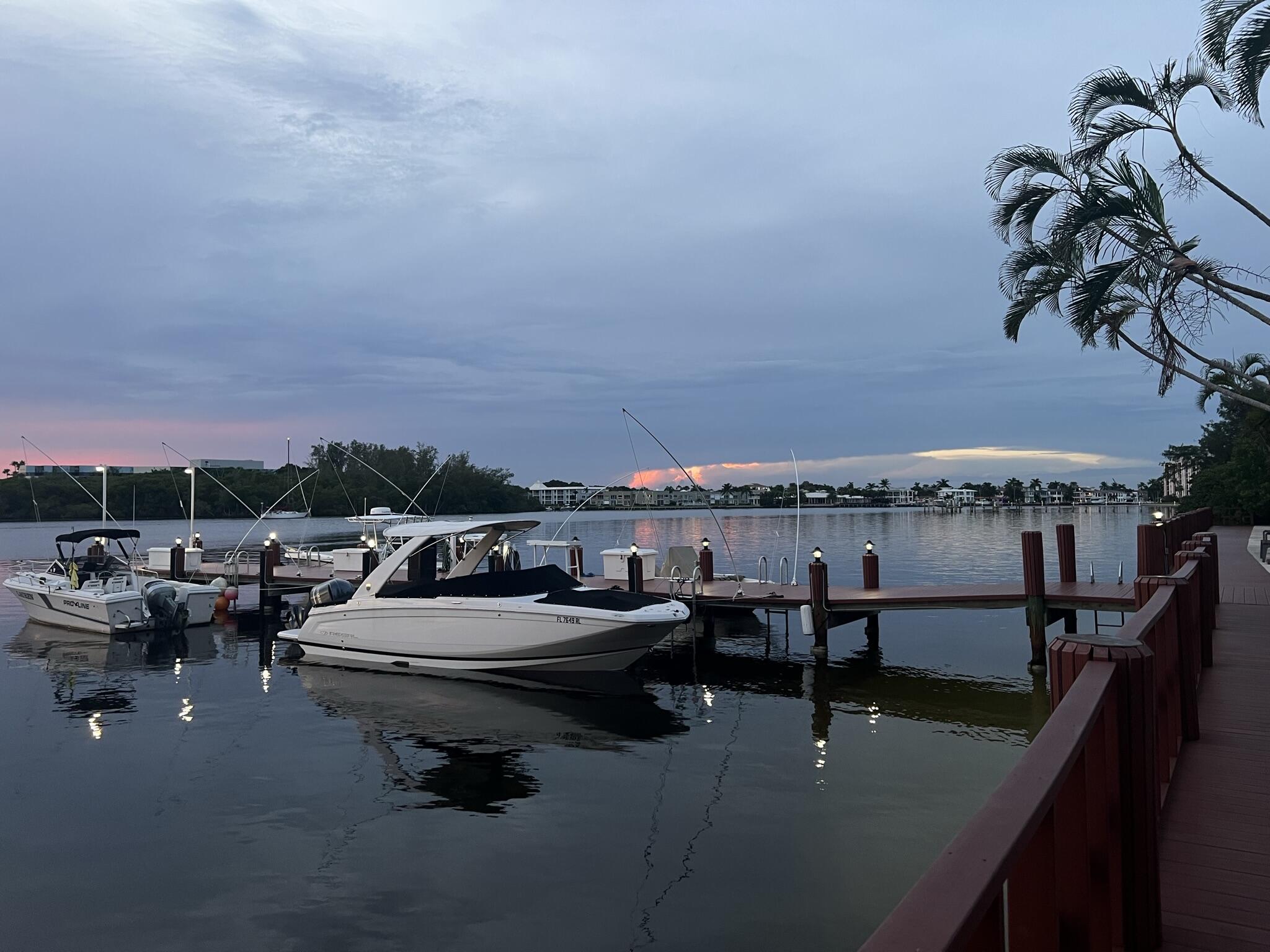2121 North Ocean Boulevard, Unit 608W Boca Raton, FL 33431 - Photo 59 of 62 Dock at Sunset