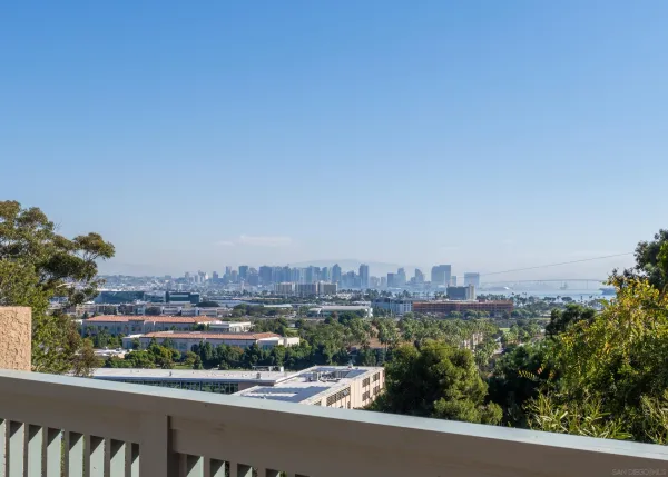 a view of a city from a balcony