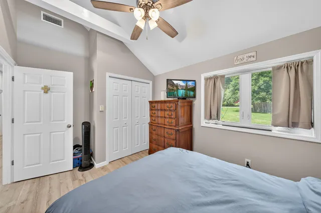 a living room with furniture and a couch