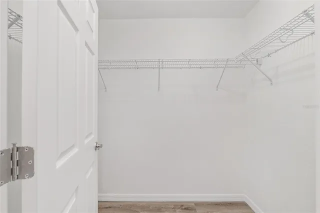 a view of a room with racks on the wall