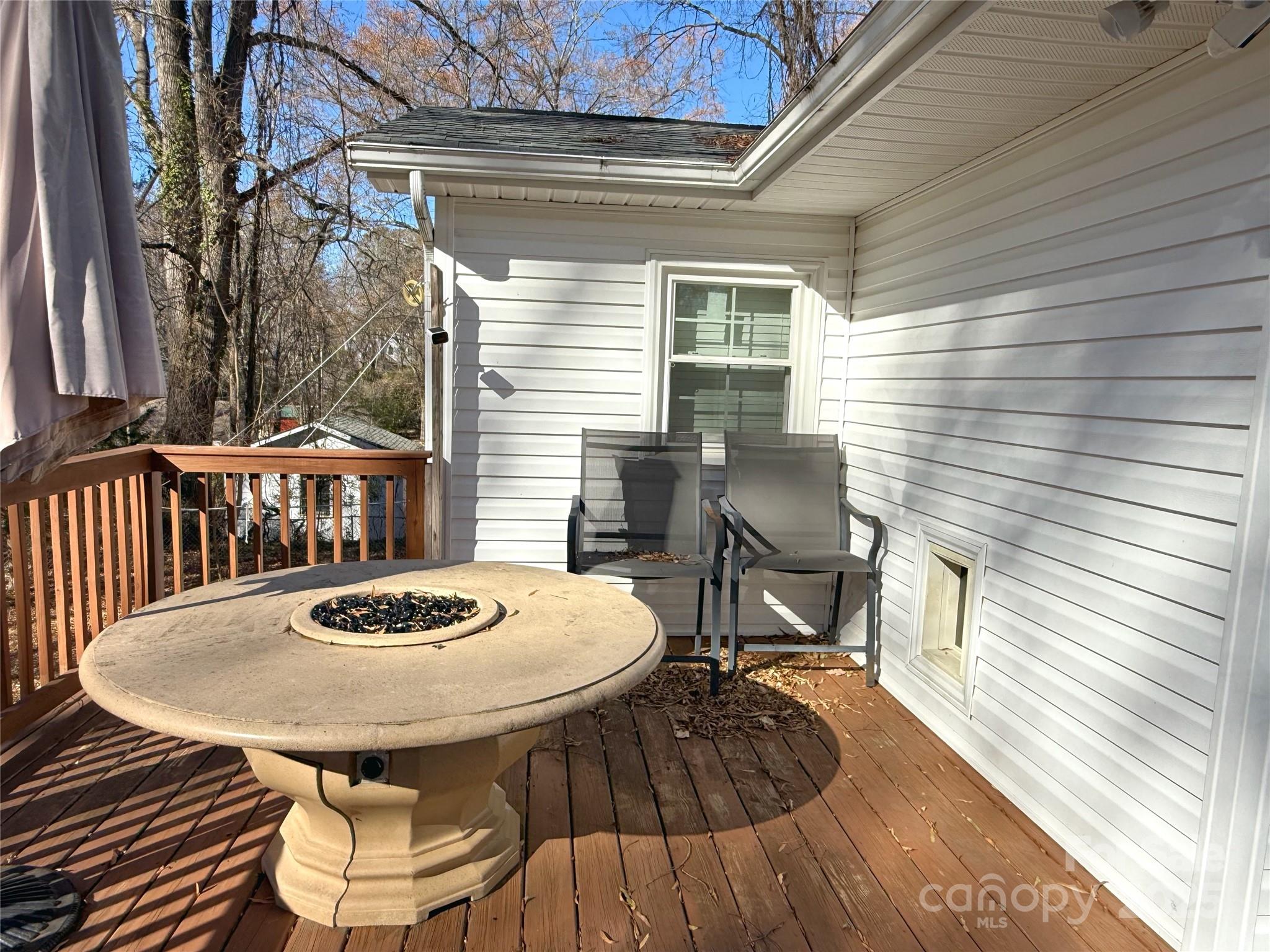 686 Elizabeth Street Southwest Concord, NC 28025 - Photo 26 of 44 a view of a patio with table and chairs and wooden floor