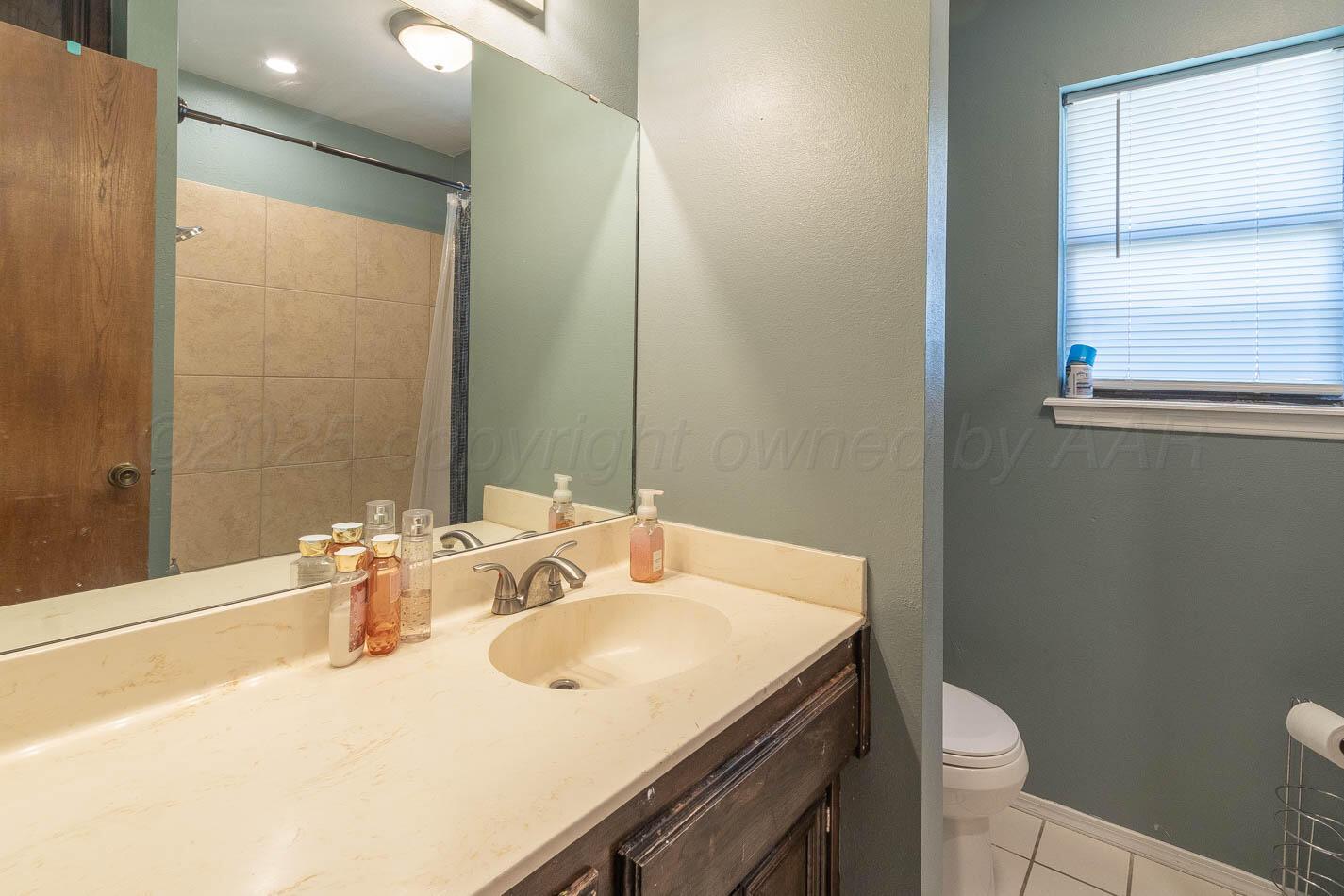 428 Overland Trail Fritch, TX 79036 - Photo 20 of 24 a bathroom with a sink toilet and a mirror