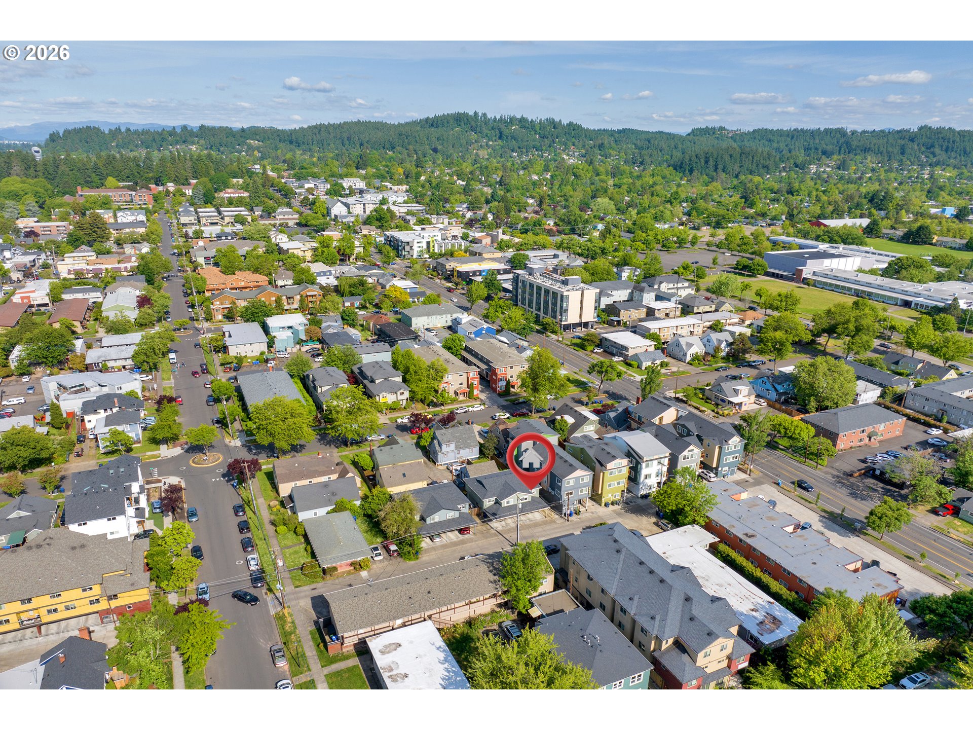 1733 Mill Alley Eugene, OR 97401 - Photo 24 of 26 an aerial view of residential house and outdoor space