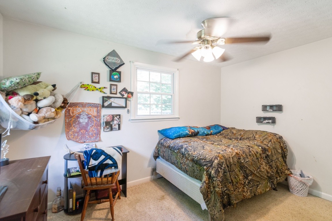 739 Thompson Road Pegram, TN 37143 - Photo 15 of 35 a bedroom with a bed and a chandelier