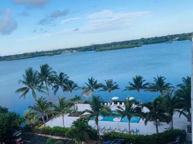 a view of a city and ocean view