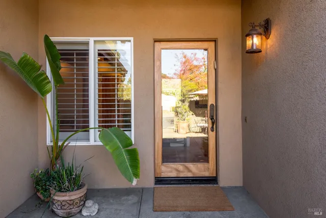 a view of a entryway door of the house