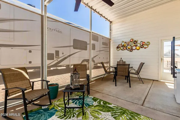 a view of an outdoor seating area