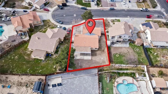 an aerial view of a house