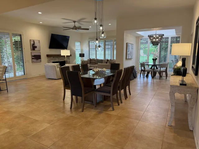 a view of a dining area with furniture