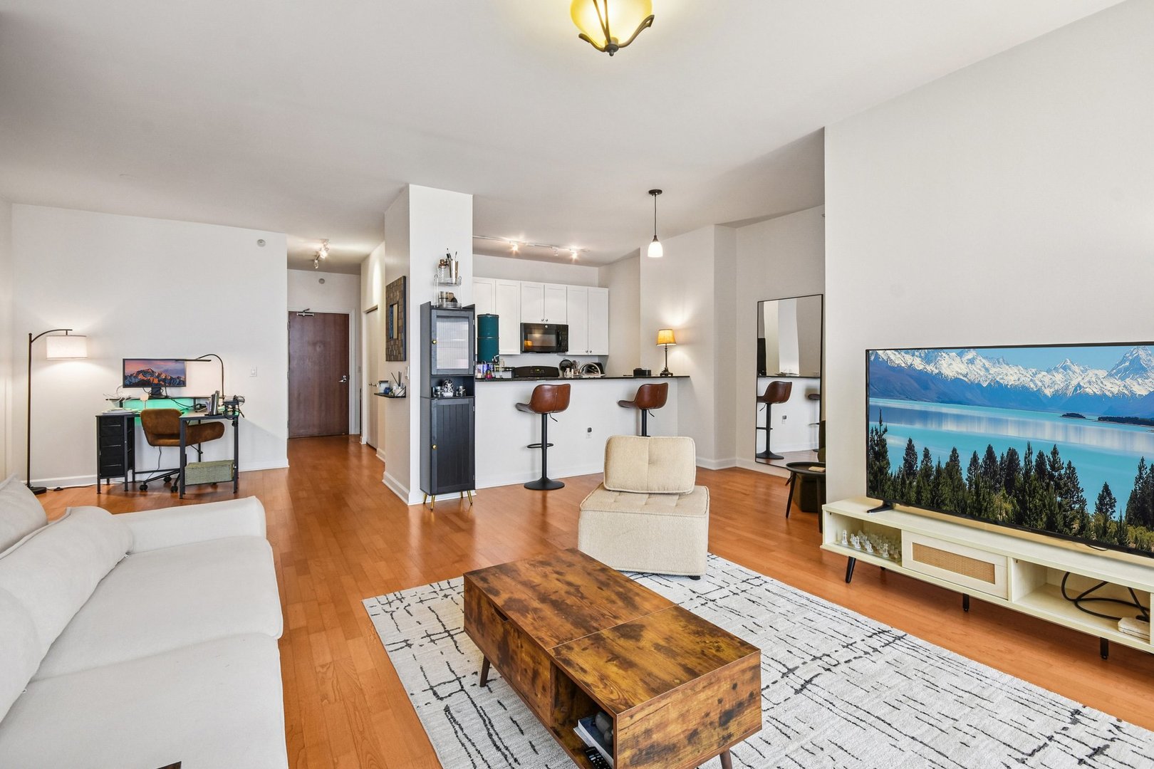 233 East 13th Street, Unit 1008 Chicago, IL 60605 - Photo 4 of 27 a living room with furniture and a flat screen tv