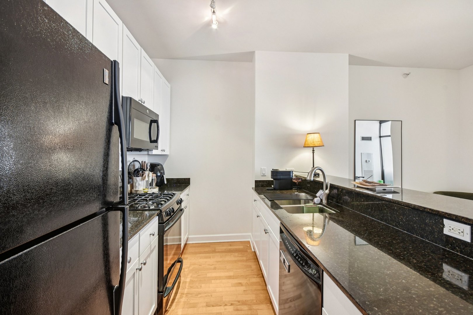 233 East 13th Street, Unit 1008 Chicago, IL 60605 - Photo 8 of 27 a kitchen with stainless steel appliances a sink stove and refrigerator