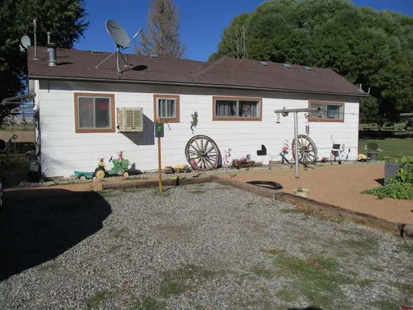 a front view of a house with patio
