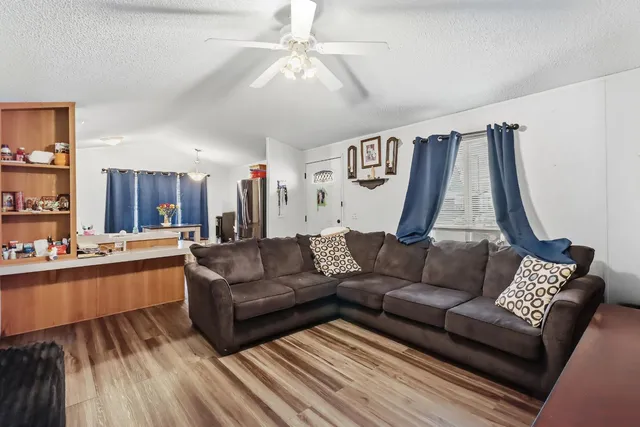 a living room with furniture and a couch