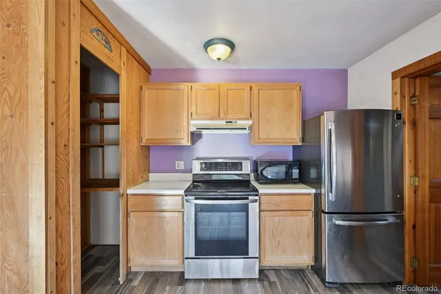 a kitchen with a sink a cabinets and appliances
