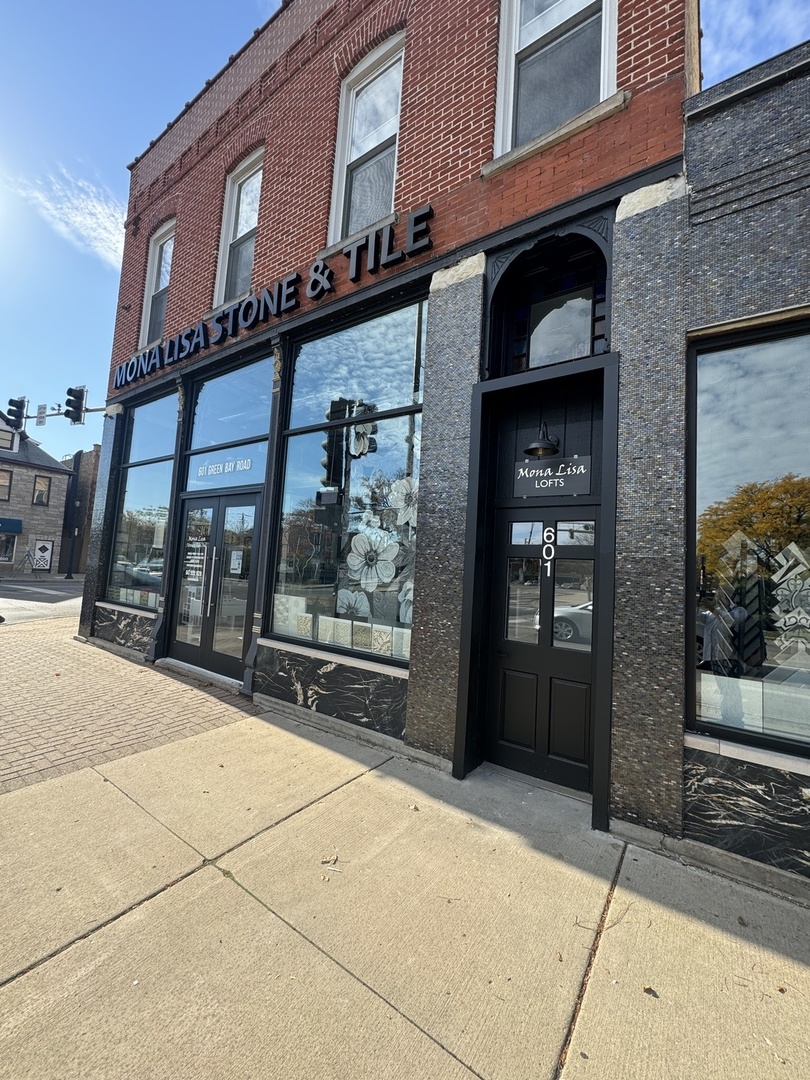 a front view of a building with glass door