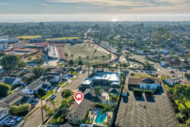 an aerial view of multiple house