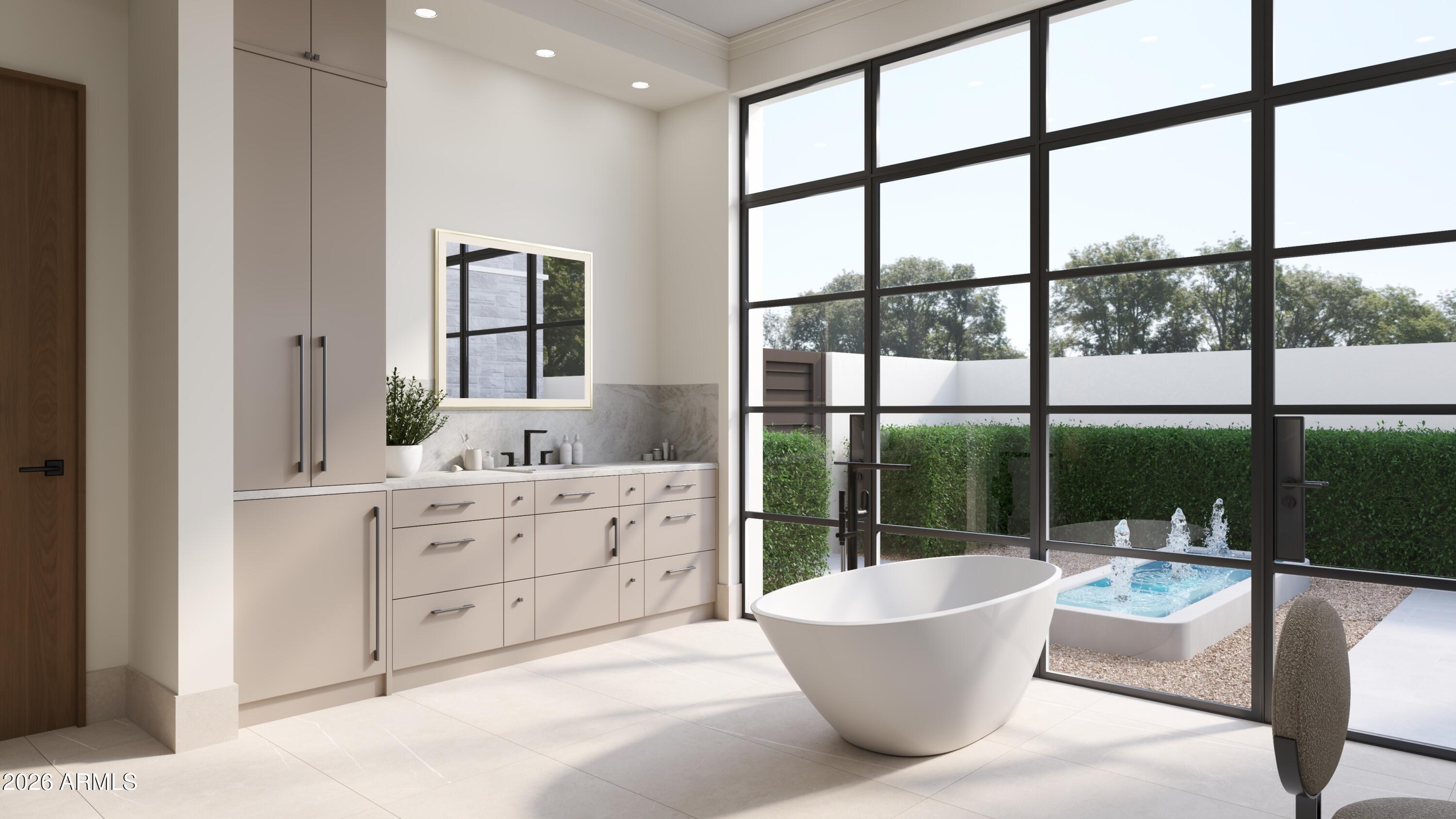 5009 East Roadrunner Road Paradise Valley, AZ 85253 - Photo 20 of 36 a living room with furniture and a large window