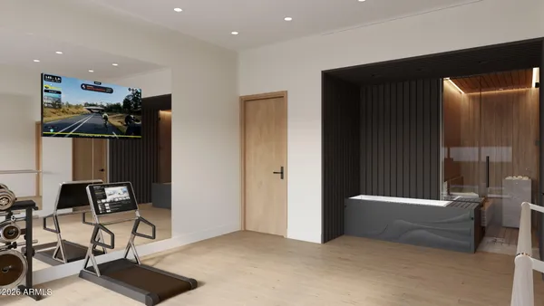 a living room with furniture