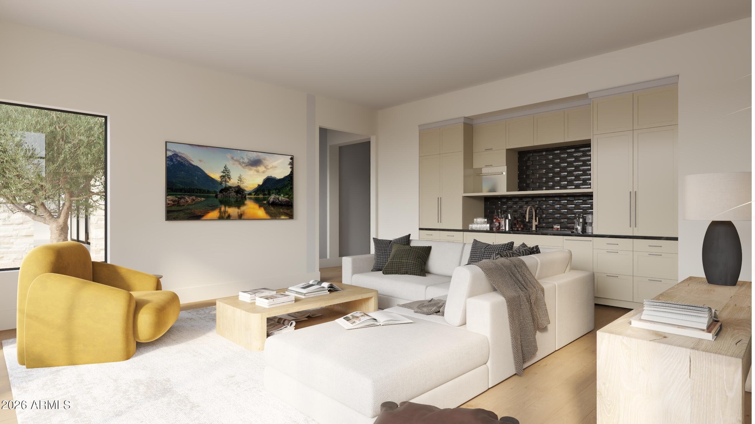 5009 East Roadrunner Road Paradise Valley, AZ 85253 - Photo 29 of 36 a living room with furniture and a flat screen tv