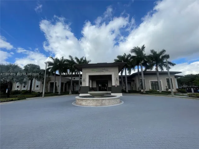 a view of a park with slide