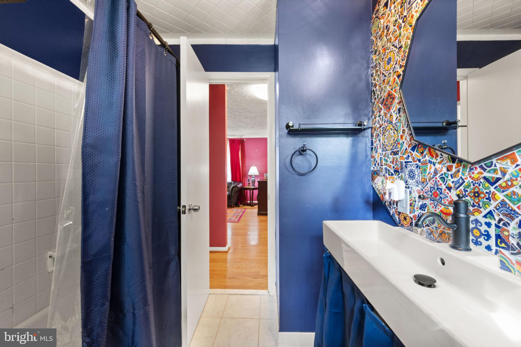 3700 Ralph Road Silver Spring, MD 20906 - Photo 22 of 30 Vibrant bathroom with artistic tile accents.