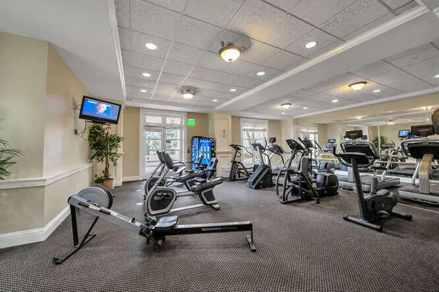 a view of a room with gym equipment