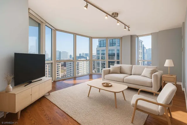 a living room with furniture and a flat screen tv