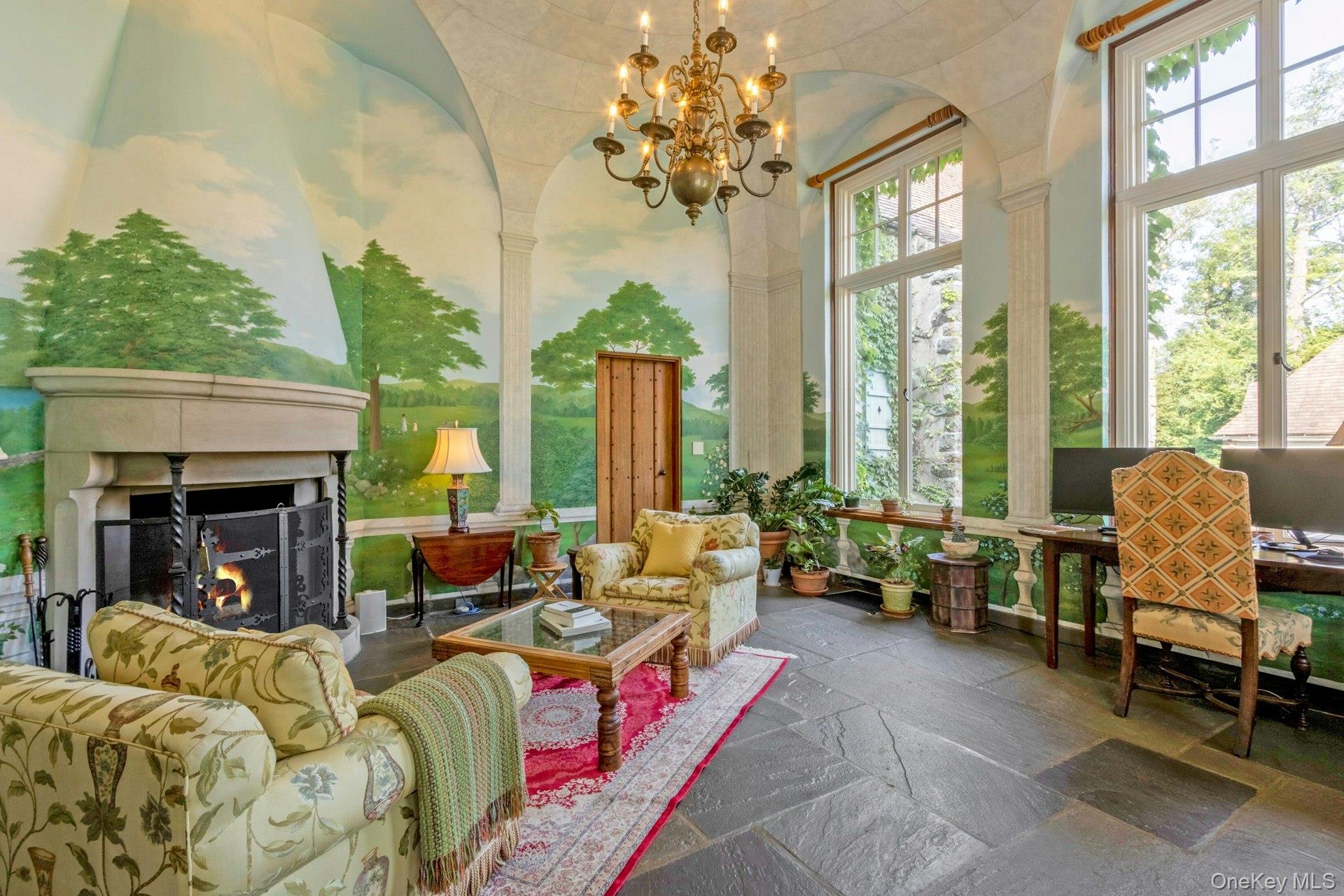 120 Ridge Road Tuxedo Park, NY 10987 - Photo 20 of 50 a living room with furniture and a fireplace