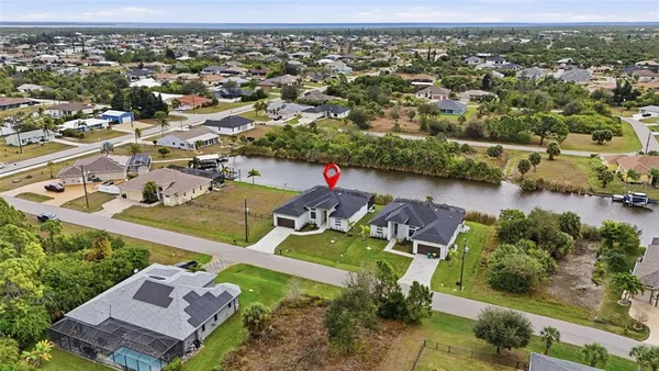an aerial view of a house